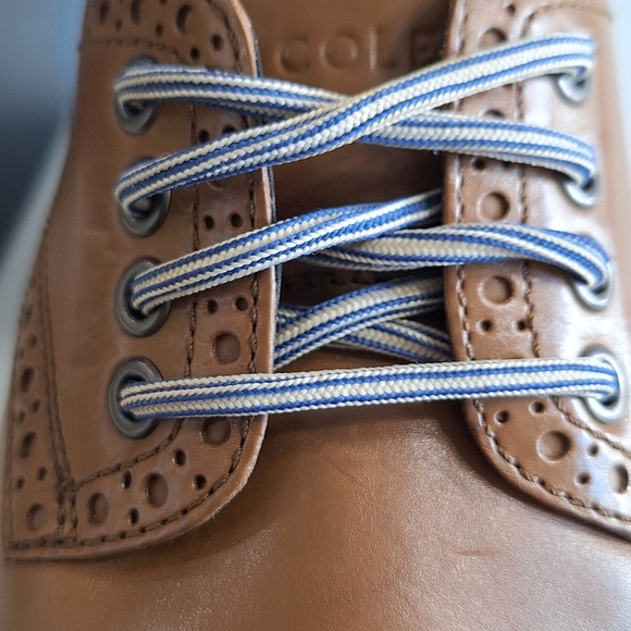 Cole Haan Safari Leather True Blue Ivory Original Grand Lux Wingtip Oxford Sz 8 - Picture 13 of 16